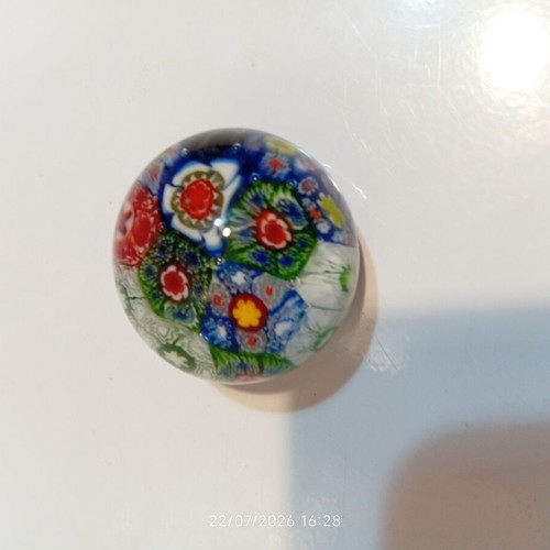 Paperweight Murano glass millefiori used with colorful floral design