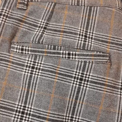 Icono Checked High-Waist Pants Grey New XS