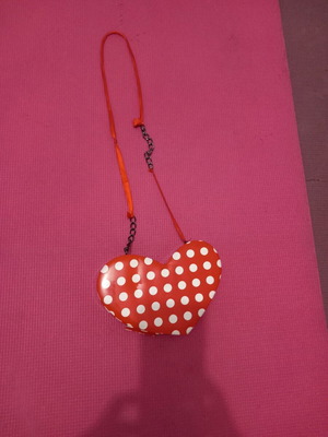 Children's shoulder bag used, red with strap and mirror