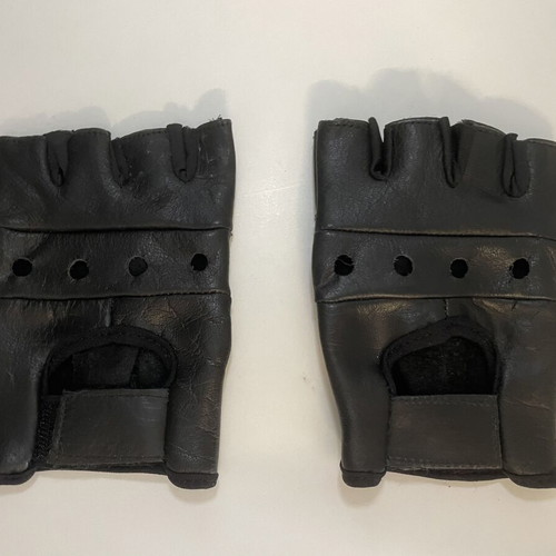 Fingerless leather gloves size XS, like new, black