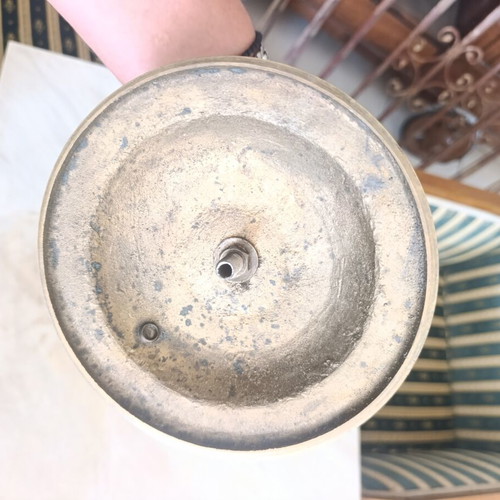 Vintage brass lamp base used, classic tall candlestick