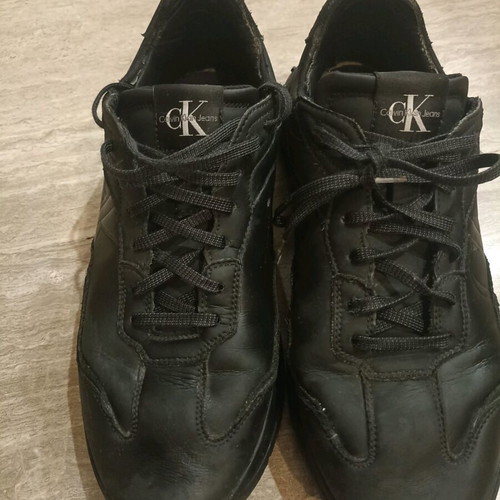 Calvin Klein leather sneakers used, size 44, black
