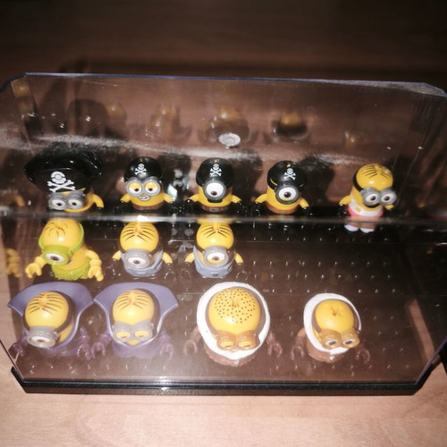 Mega Blocks Minions figures with base and protective case used
