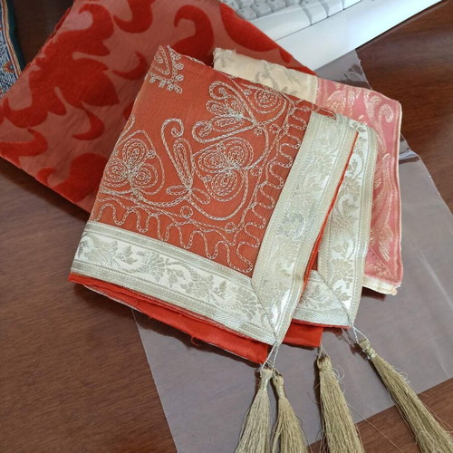 Decorative pillowcases new, velvet satin with gold decor