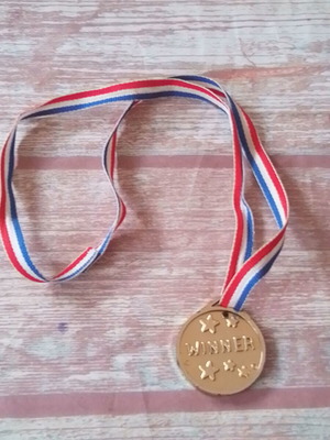 Children's plastic Winner medal used