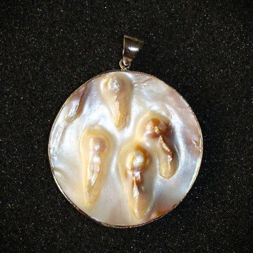 Rare mother of pearl shell pendant with 925 silver Nature Ocean SBTS038B new