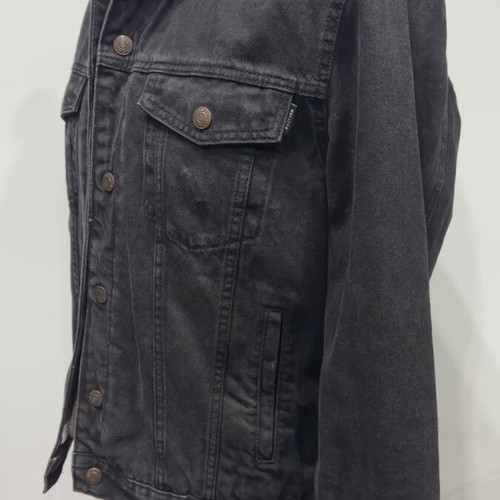 Bershka Black Denim Jacket with Teddy Lining Used
