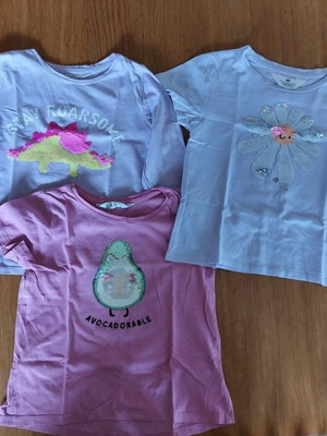 H&M T-shirts used for girls 5-6 years, pack of 3, pink and purple