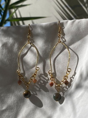 Handmade earrings with Indian agate and crazy lace agate stones