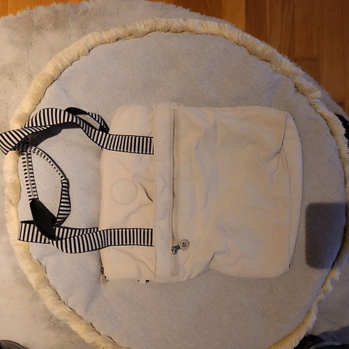 Kipling bag beige with striped adjustable strap new