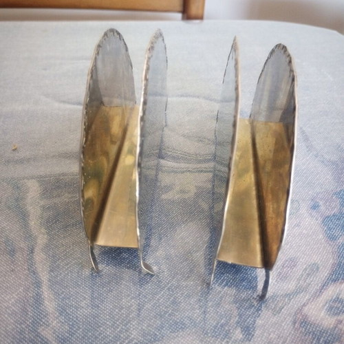 Vintage metal napkin holders set of 2 used with embossed design