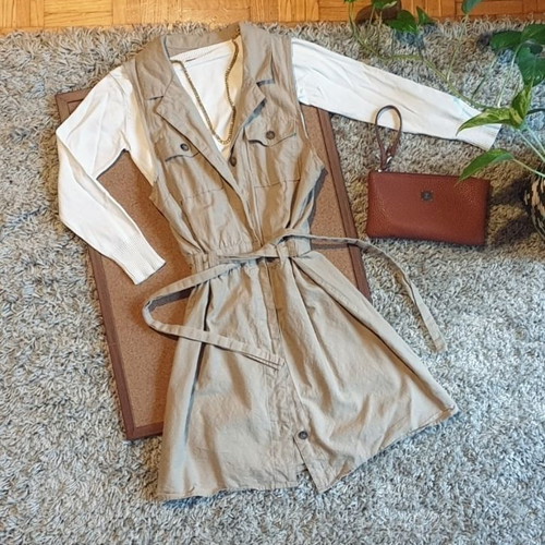 Beige trench-style dress like new, size S