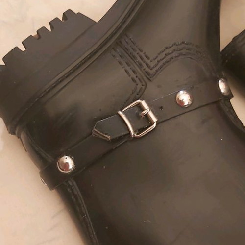 Women's galotses used size 37 durable plastic with cotton lining and removable studded strap