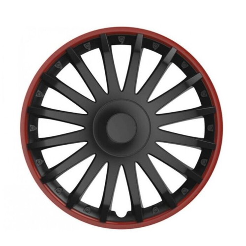 Car hubcaps Crystal black with red rims 14'' new