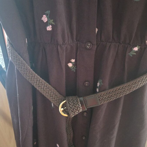 Mohito Brown Semizie Dress with Embroidered Flowers and Belt like new