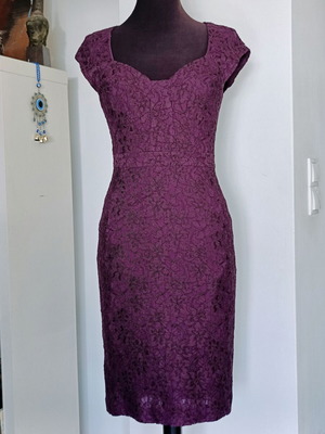Diane von Furstenberg elastic lace dress purple like new XS/S