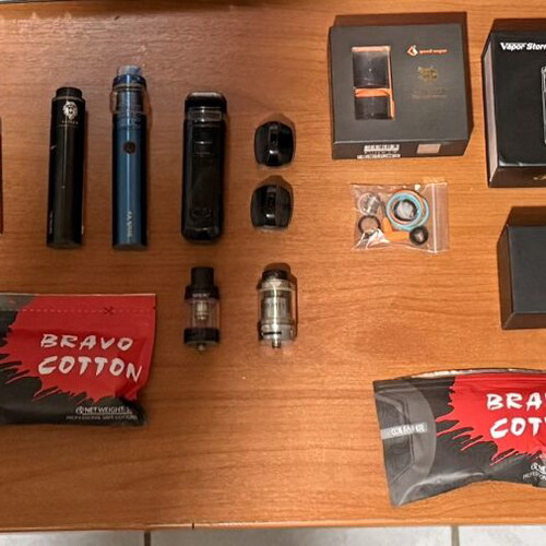 Vape devices used with cotton and spare parts
