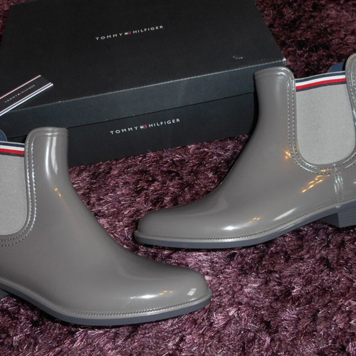 Tommy Hilfiger gray glossy rubber boots new, size 42, waterproof