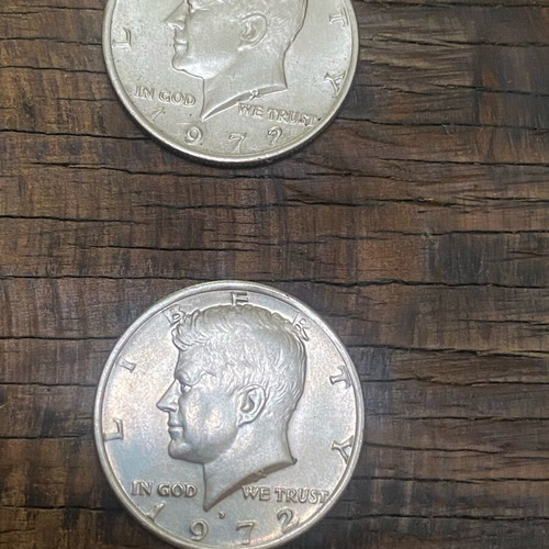 Half Dollar coins used, set of 6 with Kennedy, silver from 1964 and 1968