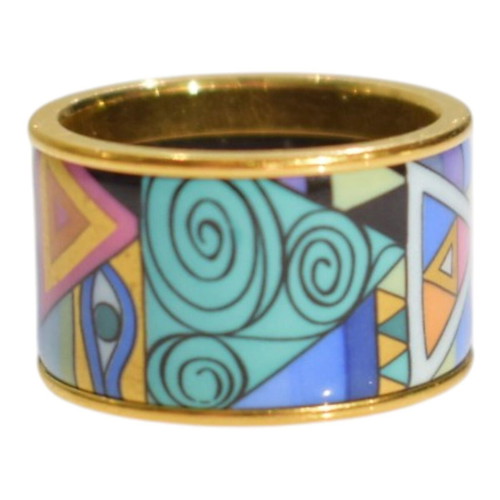 Frey Wille gold-plated enamel ring Gustav Klimt design