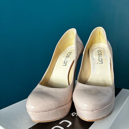 Pumps nude patent leather used, size 37, heel height 12 cm