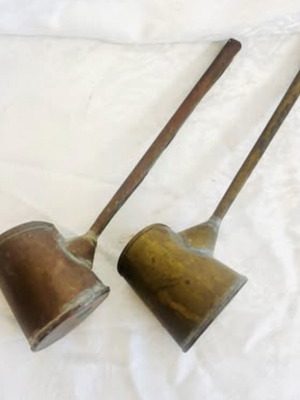 Cypriot Brass Briki for Ouzaki Coffee Used, Set of 2