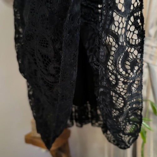 Black lace dress new, cloche silhouette, elegant back detail