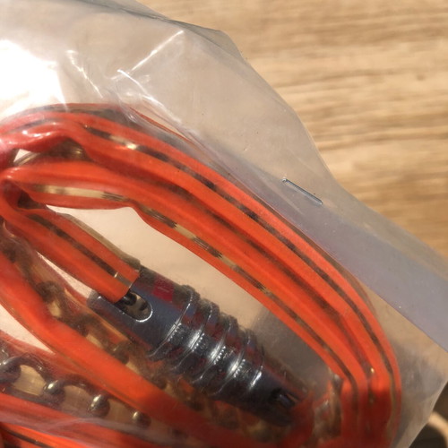 Vintage orange bicycle lock with gold chain and code 1143 new