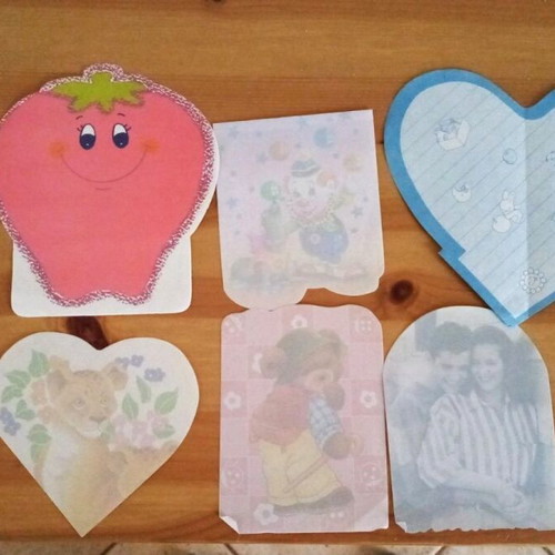 Letter Papers used, small from notepads, 40 pieces, 1997-1999