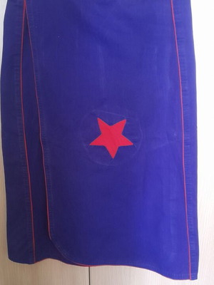 Wrap skirt used, cotton, purple and red, size M