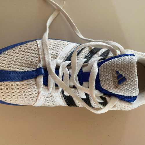 Adidas spikes sprint shoes size 38.5 like new white blue