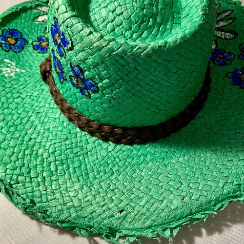 Women's straw hat hand painted, new, size 54