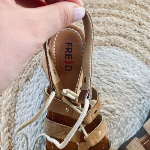 Keep Fred Lace-up leather suede sandals like new, size 41, beige brown