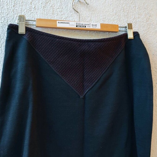 Mini black wool skirt handmade new with tweed triangles