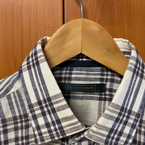 The Bostonians Long Sleeve Linen Checked Shirt M new