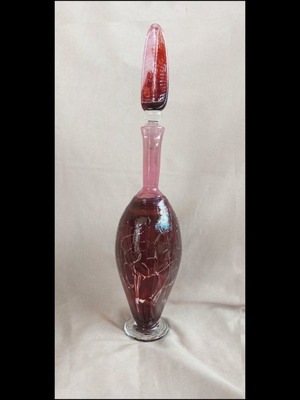 Karafa crackle blown glass TARRHA GLASS 43 cm red