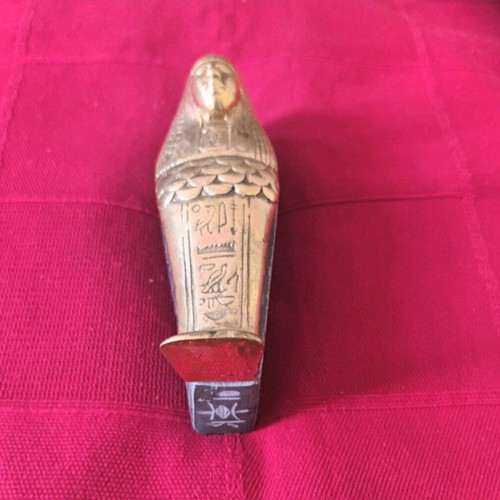 Bronze Egyptian Sarcophagus used, 15x5 cm