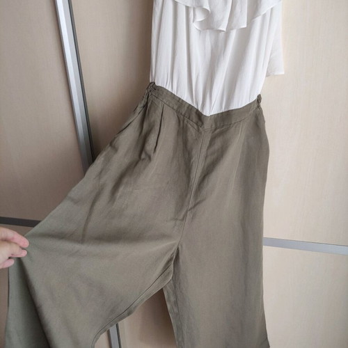 Zara midi jumpsuit, white and khaki