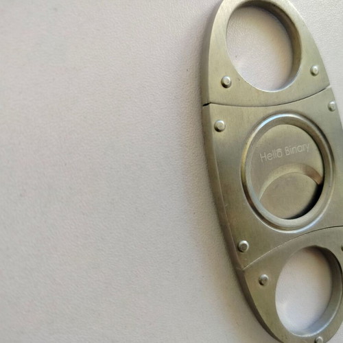 Metal cigar cutter "HELLO BINARY" used