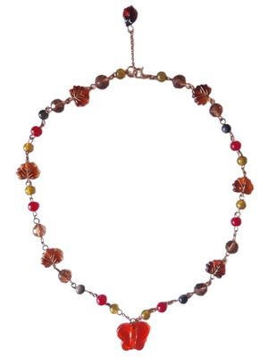 Autumn Jelly handmade necklace multicolored, new, gold-tone