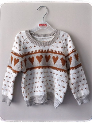 Children's pullover used for 2-3 years with heart pattern