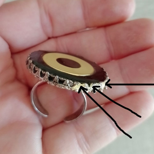 Statement ring circular, two-tone, adjustable, used