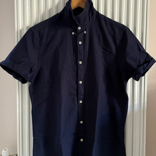 Zara short-sleeve shirt medium blue cotton like new