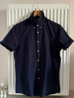 Zara short-sleeve shirt medium blue cotton like new