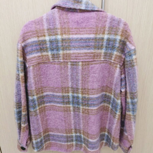 Bershka overshirt used pink-lilac checkered warm oversize