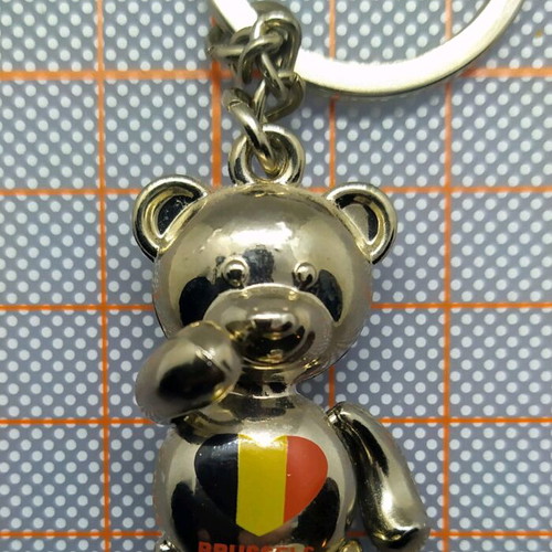 Metal keychain Brussels/Teddy Bear new, silver