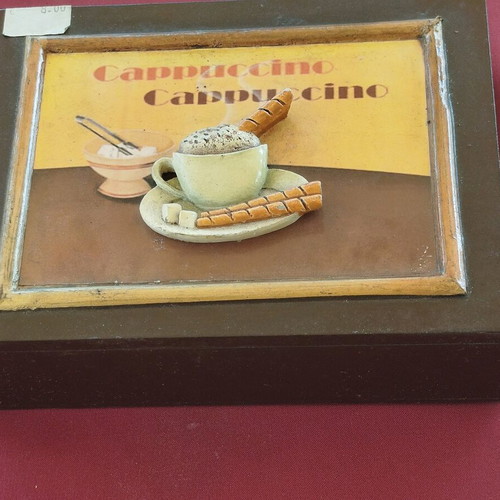 Cappuccino decorative coffee box new, embossed 13×17×5cm