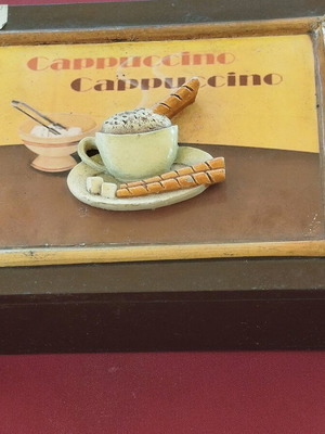 Cappuccino decorative coffee box new, embossed 13×17×5cm