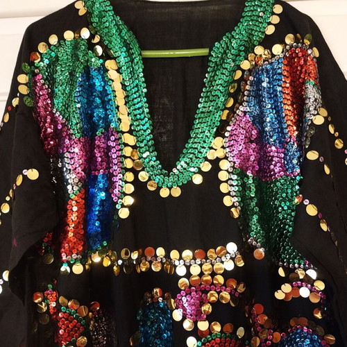 Boho Kaftan Dress with Colorful Sequins New, One Size