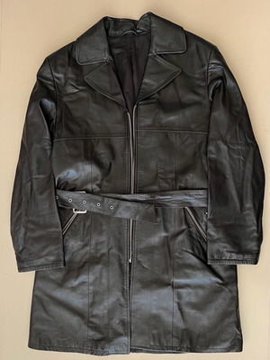Phoenix leather trench coat women's used, medium size, black